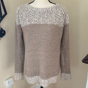 Fate Beige and Cream Crew Neck Sweater medium